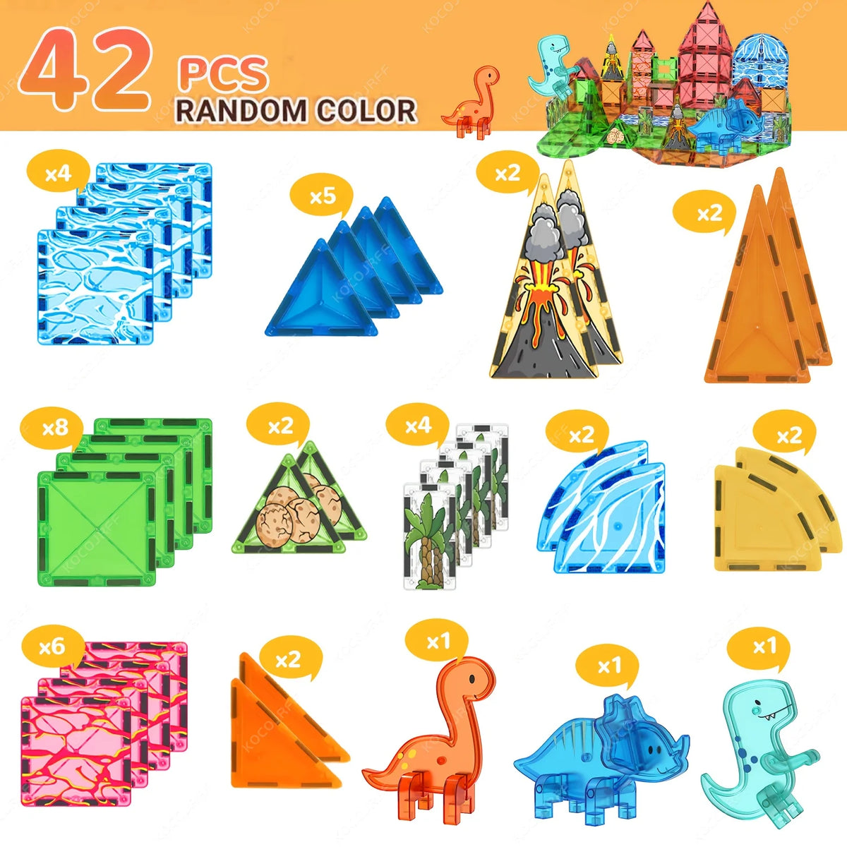 Blocos Magnéticos Dinossauro